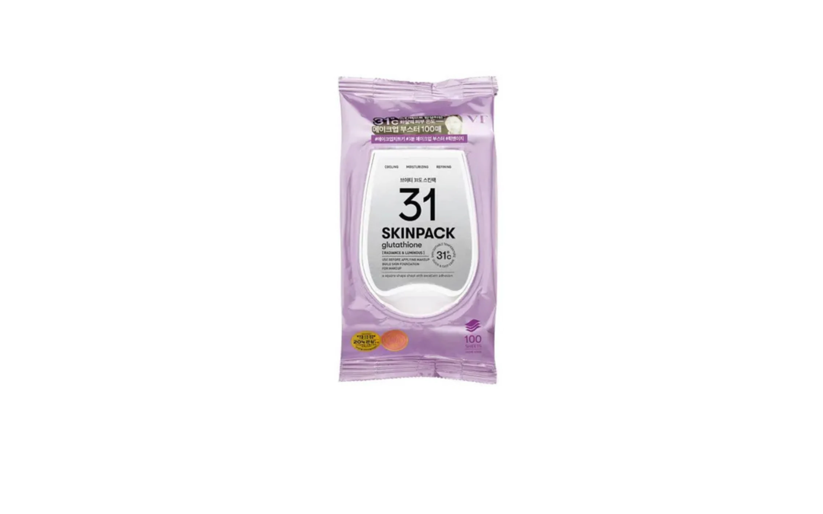 Drėkinamieji veido lakštai VT Cosmetics Glutathione 31 Luminous Skinpack