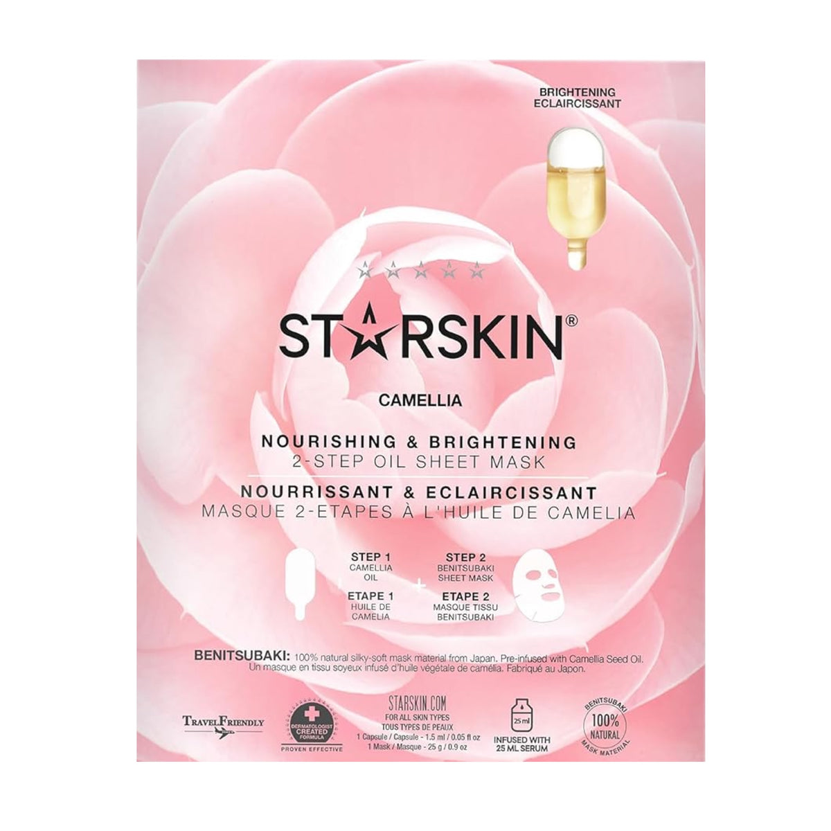 Starskin 100% Camellia Nourishing & Brightening 2-Step Oil Sheet Mask 1,5 ml + 25 g