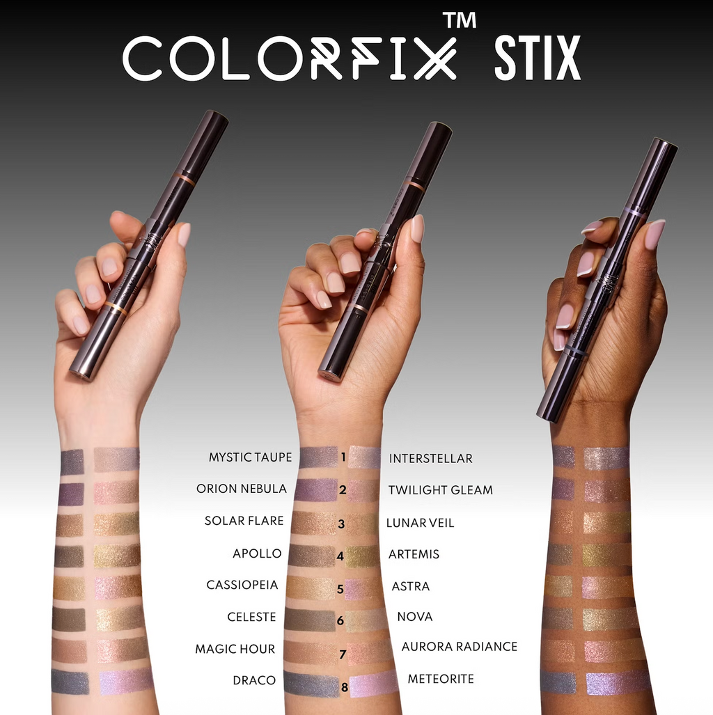 Universalus dvipusis pieštukas Danessa Myricks Colorfix Stix Multi-Use Pearl Pigment Stick for Eye, Cheek & Lip 2 x 3g Duo 7 – Magic Hour/Aurora Radiance