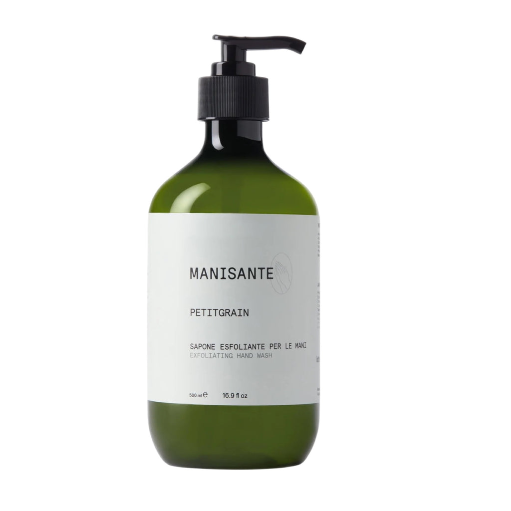 Petitgreinų aromato šveičiamasis skystas rankų muilas Manisante Petitgrain Exfoliating Hand Wash 500 ml